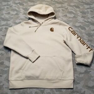 Carhartt Cream Hoodie with Brown Logo